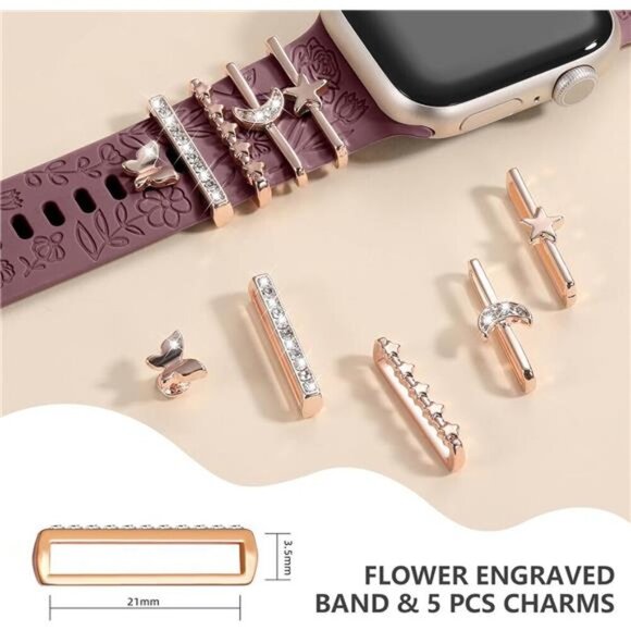 NEW Purple Apple Watch Band with Rose Gold Charms main image 6